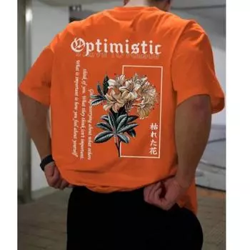 3D-принт Оптимистическое стремление к Porsue Harajuku Цветочный принт Мужская футболка Большие свободные футболки Дышащие футболки S