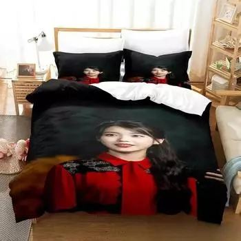 3D Принт Певица IU I Ji Eun Постельный Комплект Пододеяльник Комплект Постельного Белья Покрывало Наволочка Одеяло Размер Кинг Квин Мальчики Взрослые Постельное Белье EU single(135x200cm)