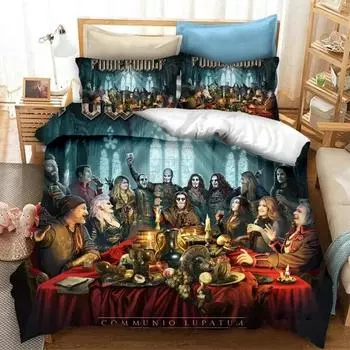 3D Print Powerwolf Band Bedding Set Duvet Cover Bed Set Quilt Cover Pillowcase Comforter king Queen Size Boys Adult Bedding Set EU Single 135x200cm