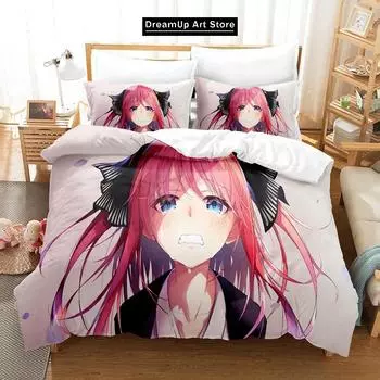 3D-принт Quintessential Anime Quintuplets Комплект постельного белья для мальчиков и девочек Twin Queen Полный размер Пододеяльник Наволочка Кровать Для Взрослых Спальня EU Single 90x200cm