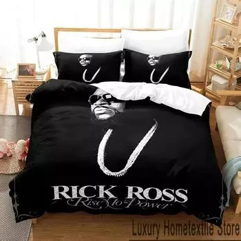 3D Print Rapper RICK ROSS Bedding Set Duvet Cover Bed Set Quilt Cover Pillowcase Comforter king Queen Size Boys Adult Bedding EU Single 135x200cm