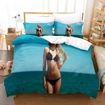 3D Принт Река Ручей Бикини Красота Постельный Набор Для Женщин ,мальчиков Мужчин Супер Комфортная Ткань Микрофибра Пододеяльник+Наволочки EU single(135x200cm)