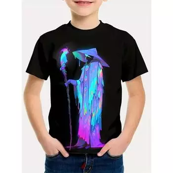 3D-принт ретро-топ с изображением животных Футболка детская одежда для мальчиков повседневная детская одежда с коротким рукавом модная футболка для мальчиков 100CM