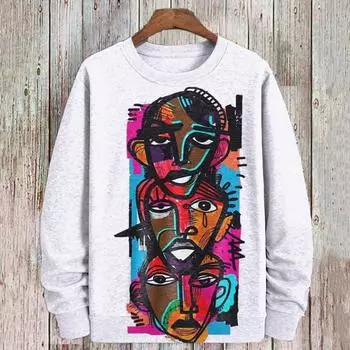 3D-принт с абстрактным лицом, мужская толстовка с капюшоном, осенняя мода, большие толстовки для мужчин, толстовки, пуловеры, свободная повседневная мужская одежда, топы S