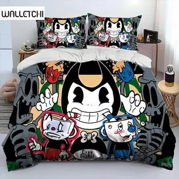 3D-принт с игрой Cuphead Mugman Постельное белье Пододеяльник Постельный комплект Одеяло Наволочка Одеяло размера king-size Для мальчиков Взрослых 70x133cm 2pcs