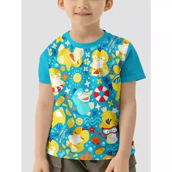 3D-принт с изображением мультфильма P-psyducks Pokemons Детская одежда от 5 до 14 лет Мужская верхняя одежда для детей Мальчик Девочки Детская футболка Топ 100