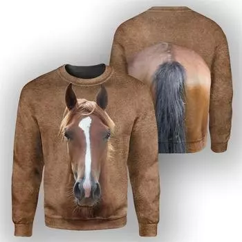 3D-принт с изображением животных, альпаки, крупного рогатого скота, овец, толстовка для мужчин и женщин, с рисунком лошади и осла, повседневная толстовка с круглым вырезом и длинным рукавом S