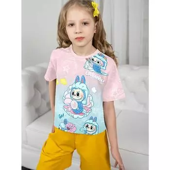 3D-принт с милым мультяшным рисунком Labubu Детская одежда от 5 до 14 лет Мужская верхняя одежда для детей Мальчик Девочки Детская футболка Топы Рубашки 100cm