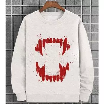 3D-принт с принтом «Острые зубы» Толстовка для мужчин, пуловер с капюшоном, осенняя модная мужская одежда, свободная футболка с длинным рукавом, топ S