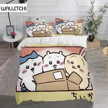 3D-принт с рисунком CHIIKAWA, пододеяльник для дома, 100% полиэстер, для взрослых и детей, для детской спальни, комплект постельного белья в стиле аниме, домашний текстиль 70x133cm 2pcs