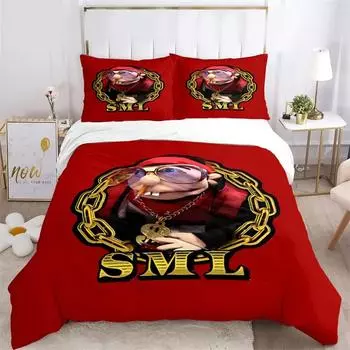3D-принт с рисунком SML Jeffy Комплект постельного белья, пододеяльник, одеяло, комплект постельного белья, наволочка, размер King Queen Twin для мальчиков и девочек для взрослых EU Twin 135x200cm