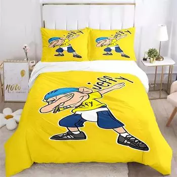 3D-принт с рисунком SML Jeffy Комплект постельного белья, пододеяльник, одеяло, комплект постельного белья, наволочка, размер King Queen Twin для мальчиков и девочек для взрослых EU Twin 135x200cm