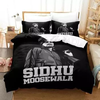 3D-принт Sidhu Moose Wala Комплект постельного белья Пододеяльник Постельный комплект Одеяло Чехол Наволочка Одеяло размера king-size Для мальчиков Взрослых 70x133cm 2pcs
