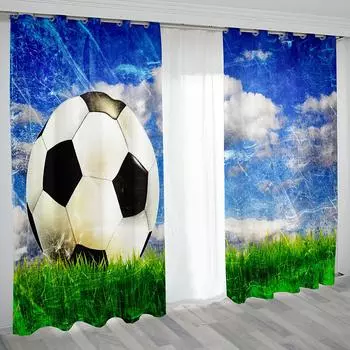 3D-принт синий футбольный мяч для мальчиков, бесплатная доставка, 2 шт., тонкая драпировка, занавеска для окна для гостиной, спальни, домашнего декора 98W202H CM&Rod Pocket