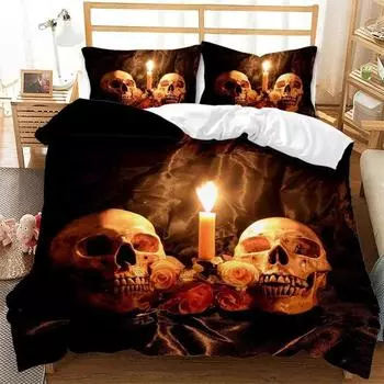 3D Print Sugar Skull Bedding Set,Duvet Cover Comforter Bed Set Quilt Cover Pillowcase,King Queen Twin Size Boys Girls Adultse 135x200cm 2pcs