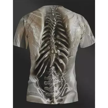3D-принт Винтажный скелет Графический дизайн Повседневные футболки Топы в уличном стиле Мужская футболка Рубашки с коротким рукавом и круглым вырезом Летняя одежда S