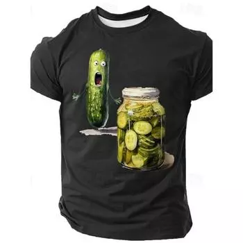 3D-принт забавная футболка с рисунком огурца для мужчин, летняя повседневная футболка с коротким рукавом и круглым вырезом, свободная уличная футболка унисекс из полиэстера S