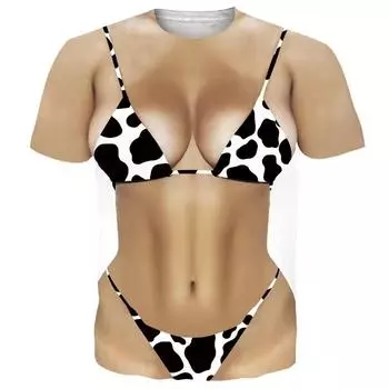 3D-принт Женская бикини-графика Смешная футболка для мужчин с коротким рукавом Футболка свободного покроя Повседневная креативная печать с круглым вырезом Футболки Топ S