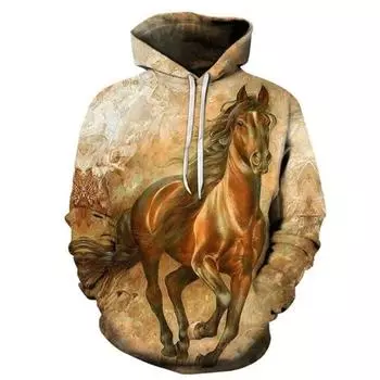 3D Printed Animal Steed Pattern Hoodie Men And Women Personalized Fashion Street Hoodie Long Sleeve Pullover Men s Fashion S