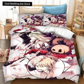 3D Printed Anime Angels of Death Bedding Set Duvet Covers Pillowcases One Piece Comforter Bedding Sets Bedclothes Home Textiles EU single(135x200cm)