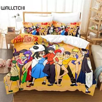 3D Printed Anime Anime Ranma 1/2 Bedding Sets exquisite bed supplies set duvet cover bed comforter set luxury birthday gift 135x200cm 2pcs