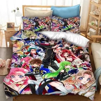 3D Printed Anime Code Geass Duvet Cover Lelouch C.C. Bedding Set Double Twin Full Queen King Adult Kids Bedclothes Quilt Cover 70x133cm 2pcs