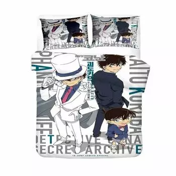 3D Printed Anime Detective Conan Duvet Cover Shinichi Bedding Set Double Twin Full Queen King Adult Kids Bedclothes Quilt Cover 70x133cm 2pcs