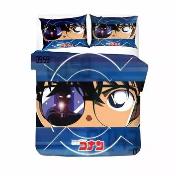 3D Printed Anime Detective Conan Duvet Cover Shinichi Bedding Set Double Twin Full Queen King Adult Boys Bedclothes Quilt Cover US Queen(228x228cm