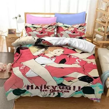 3D Printed Anime Haikyuu Bedding Sets exquisite bed supplies set duvet cover bed comforter set luxury birthday gift 70x133cm 2pcs