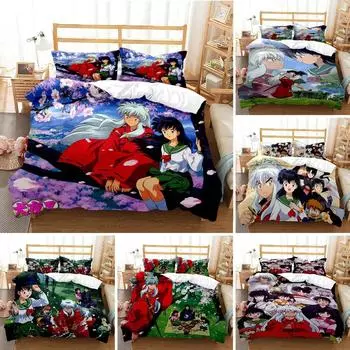 3D Printed Anime Inuyasha Duvet Cover Sesshoumaru Bedding Set and Double Twin Full Queen King Adult Kids Bedclothes Quilt Cover 70x133cm 2pcs