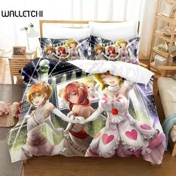 3D Printed Anime Kawaii Girs Love Live! Bedding Set Single Twin Full Queen King Size Bed Set Adult Kid Bedroom Duvetcover Sets 70x133cm 2pcs