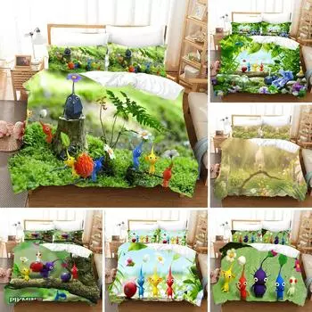 3D Printed Anime Pikmin Bedding Set Duvet Cover Bedroom Comforter Covers Single Twin King Size Quilt Cover Home Textile 70x133cm 2pcs