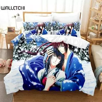 3D Printed Anime Rurouni Kenshin Bedding Sets exquisite bed supplies set duvet cover bed comforter set luxury birthday gift 135x200cm 2pcs