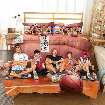 3D Printed Anime Slam Dunk Bedding Set Boys Girls Twin Queen Size Duvet Cover Pillowcase Bed Kids Adult Home Textileextile 70x133cm 2pcs