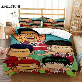 3D Printed Anime Slam Dunk Cartoon Bedding Sets exquisite bed supplies set duvet cover bed comforter set luxury birthday gift 135x200cm 2pcs