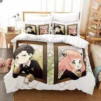 3D Printed Anime SPYFAMILY Bedding Sets Duvet Cover Set With Pillowcase Twin Full Queen King Bedclothes Bed Linen Home Textiles EU Twin 135x200cm