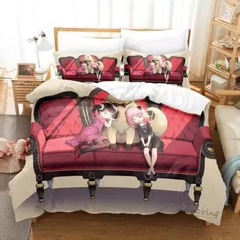 3D Printed Anime SPYFAMILY Bedding Sets Duvet Cover Set With Pillowcase Twin Full Queen King Bedclothes Bed Linen Home Textiles EU Twin 135x200cm