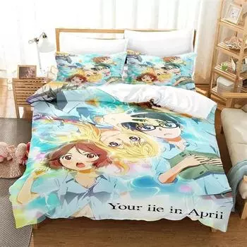 3D Printed Anime Your Lie in April Bedding Sets exquisite bed supplies set duvet cover bed comforter set luxury birthday gift 70x133cm 2pcs