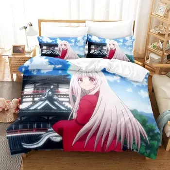 3D Printed Anime Yuragi-sou No Yuuna-san Bedding Set Single Twin Full Queen King Size Bed Set Adult Kid Bedroom Duvet cover Sets EU Twin 135x200cm