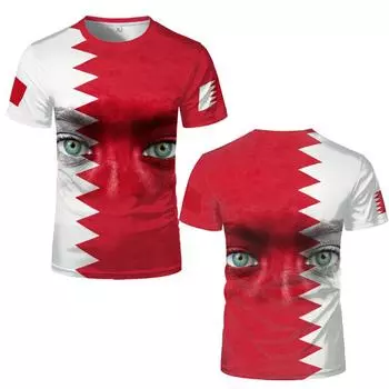 Футболка с национальным гербом Бахрейна с 3D принтом, мужская и женская летняя спортивная одежда с короткими рукавами, подарок фанатам S