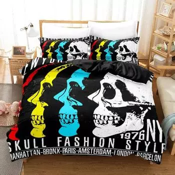 3D Printed Bone Bedding Set Down Quilt Cover With Pillowcase Double SIngle King EUUSAUUK Size Comforter Bedding EU Single 135x200cm