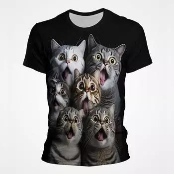 3D Printed Cat Animal Children s T-shirt Colorful Funny Painting Hip Hop Street O Neck Summer Casual Fashion Street Harajuku Tee Top 100