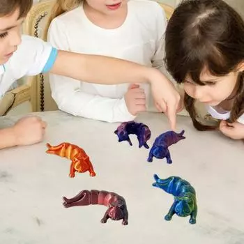 3D Printed Cat Figurine Movable Joints Kitten Figure Articulated Animal Model Stress Relief Fidget 12cm золотистый/красный