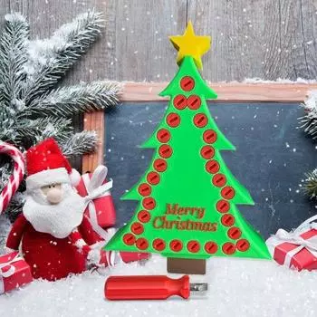 3D Printed Christmas Tree Annoying Gift Box with Screwdriver Gift Card Money Cash Puzzle Box Funny Prank Novelty Gift for Desktop Decoration Toy зелёный