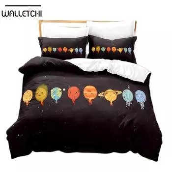 3D Printed Clear Science Fiction Universe Bedding Set Down Quilt Cover With Pillowcase Double Complete Queen King Bedding EU single(135x200cm)