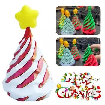 3D Printed Cone-Shaped Toys Christmas Trees Spiral Tabletops Decompression Decorations Children s Push And Push Music Gifts