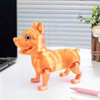 3D-печатная фигурка собаки, подвижные суставы, имитация питбуля, шарнирная модель животного, игрушка для дома красный/золотистый