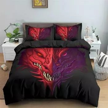 3D Printed Dragon Bedding Set Boys Girls Twin Queen Size Duvet Cover Pillowcase Bed Kids Adult Fashion Home Textileextile 2/3pcs 135X200cm