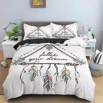 3D Printed Dreamcatcher Bedding Set,Duvet Cover Comforter Bed Set Quilt Cover Pillowcase,King Queen Twin Size Boys Girls Adults 135x200cm 2pcs