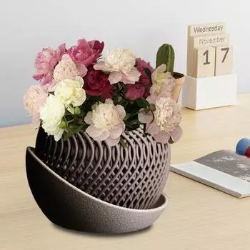 3D Printed Flower Pot Lightweight Plant Pot with Drainage Holes Orchid Planter with Saucer for Indoor Outdoor Plants Garden Home Decor белый